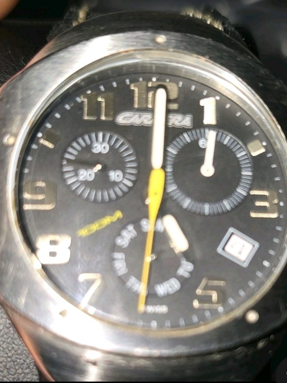 Men's Carrera Swiss Quartz Watch with Sport Chronograph in Black and Yellow